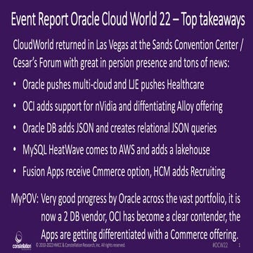 Event Report - Oracle Cloud World 2022 | PDF