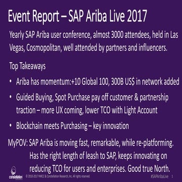 Event Report - SAP Ariba Live - The quest to make procurement awesome