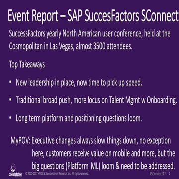 Event Report - SAP SuccessFactors SConnect 2017 - New Leadership - Old Challe...