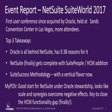 Event Report - NetSuite SuiteWorld 2017