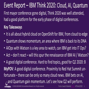 Event Report - IBM Think 20020 - Cloud, AI and Quantum