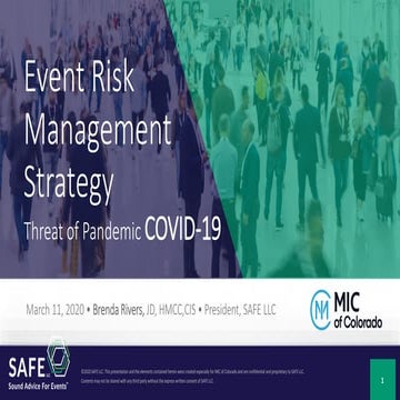 Event Risk Management Strategy: COVID-19 Pandemic - May 27, 2020 ...