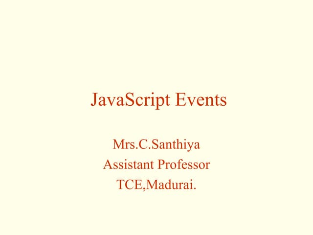 Events Lecture Notes