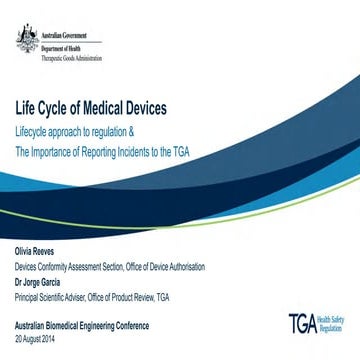 Presentation: Life cycle of medical devices