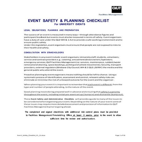 Event safety checklist