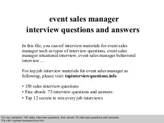 event sales linkedin interview questions for sales executives