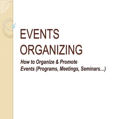 Events organizing