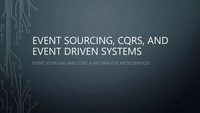 Intro to event sourcing and CQRS 