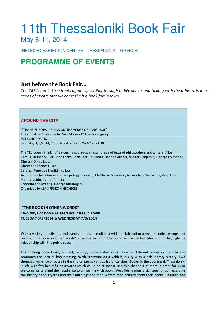 PROGRAMME OF EVENTS