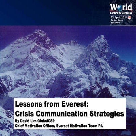 David Lim Crisis Communication Strategies Lessons From Everest World Continui...
