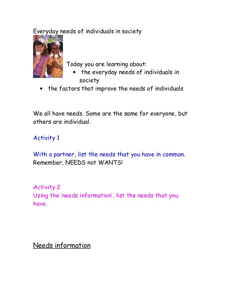 Everyday needs for community