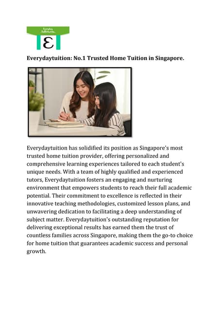 Everydaytuition: No.1 Trusted Home Tuition in Singapore. | PDF | Education