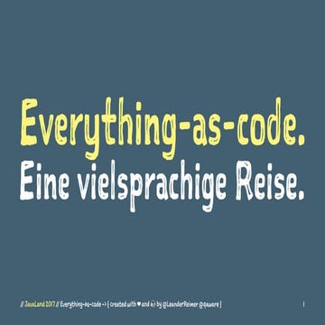 Everything-as-code - Polyglotte Softwareentwicklung
