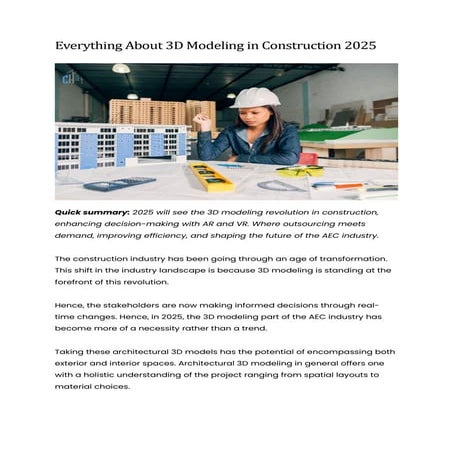 Everything About 3D Modeling in Construction 2025