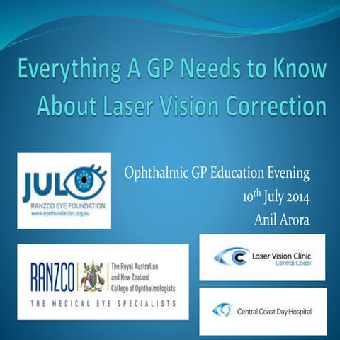 Everything a General Practitioner needs to know about Laser Vision Correction