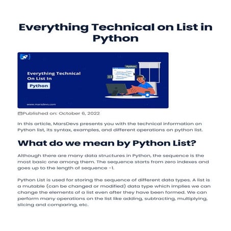 Everything Technical on List in Python-- | PDF
