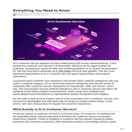 The Role of AI in Customer Service - SoluLab