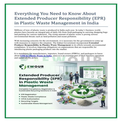 Ppt on extended producer responsibility(epr) | PPT