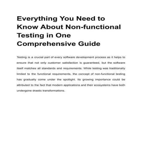 Everything You Need to Know About Non-functional Testing in One ...