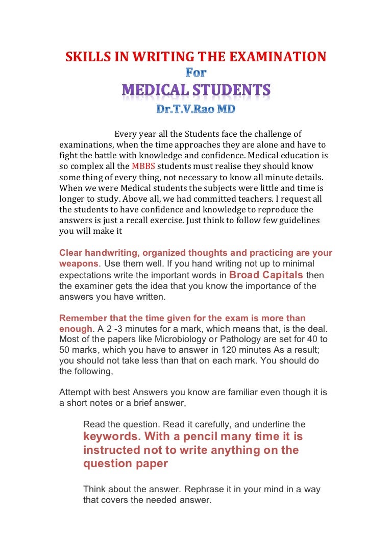 Writing the Medical Examinations