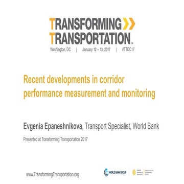 Recent Developments in Corridor Performance Measurement and Monitoring