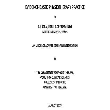 Evidence-Based Practice in Physiotherapy