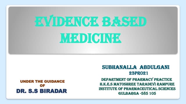 Evidence based medicine | PPTX