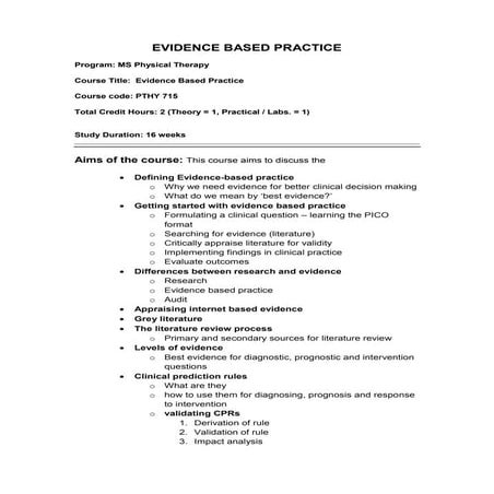 Evidence based practice