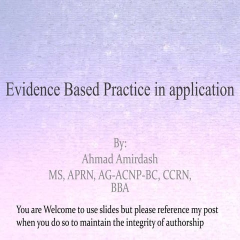 Evidence based practice in application