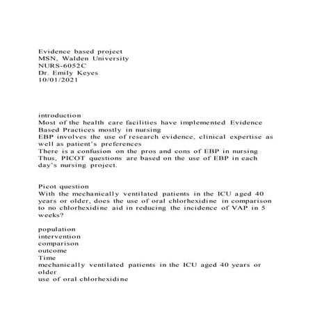 Evidence based projectMSN, Walden UniversityNURS-6052CDr. | DOCX