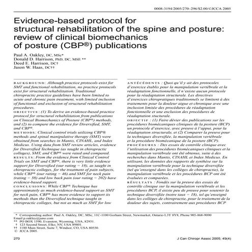 Evidence Based Protocol for Structural Rehab of Spine | PDF