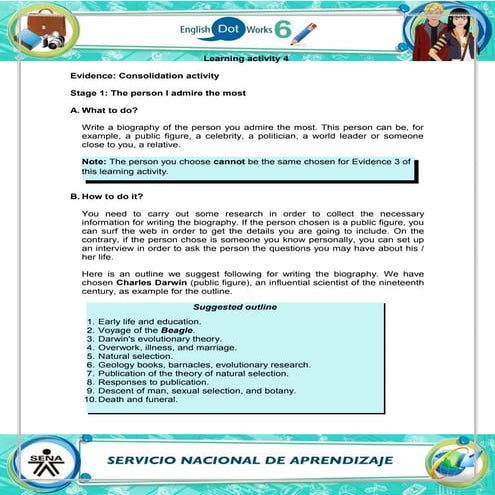 English Dot Works 6 -  Evidence consolidation activity