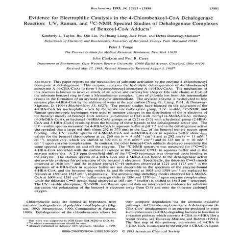 Evidence for electrophilic catalysis in the 4 chlorobenzoyl-co a dehalogenase...
