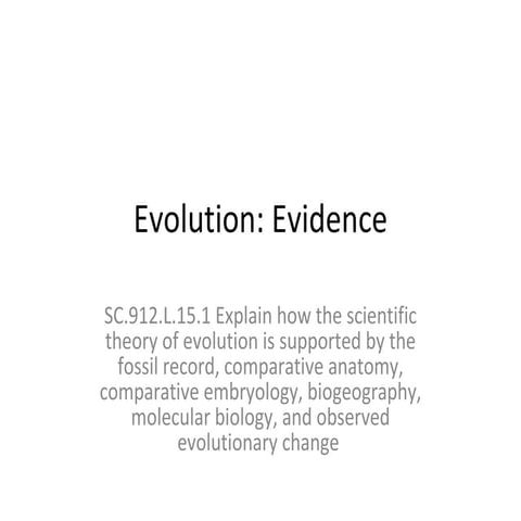 Evidence for evolution powerpoint