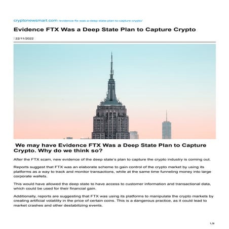 Evidence FTX Was a Deep State Plan to Capture Crypto