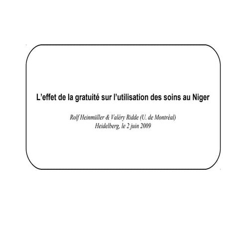 Analyse des effets de la gratuité des soins au Niger