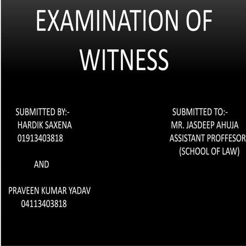 Examination of Witness