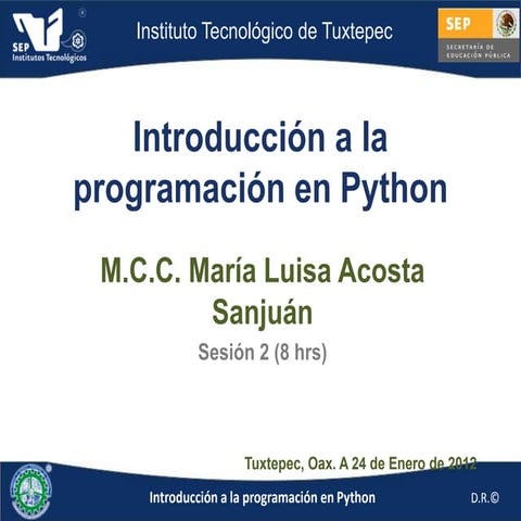 Sesión 2: Ejemplos y prácticas en Python | PPTX