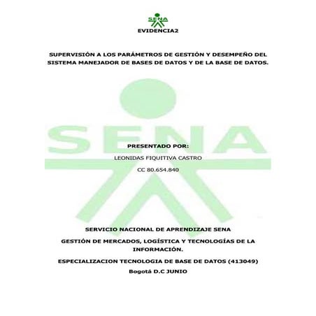 (Evidencia #2 supervisión a los parámetros de gestión y desempeño del sistema...