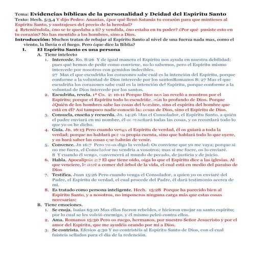 Evidencias bíblicas de la personalidad y deidad del espíritu santo