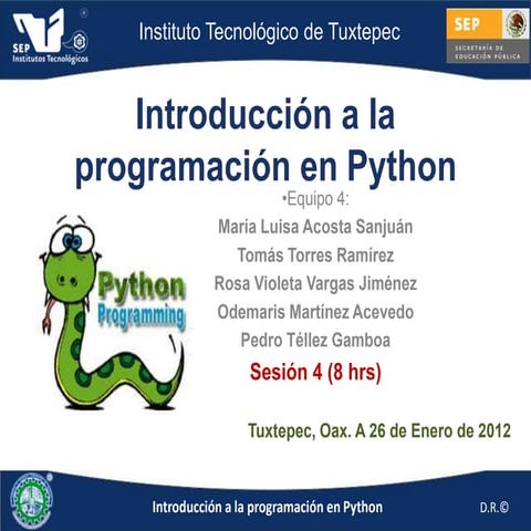 Sesión 2: Ejemplos y prácticas en Python | PPTX