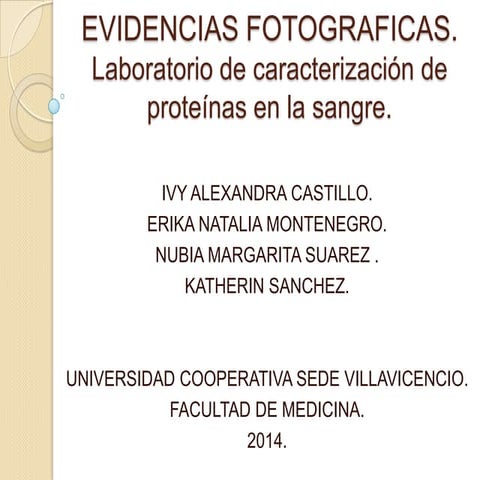 Evidencias fotograficas proteinas en sangre.