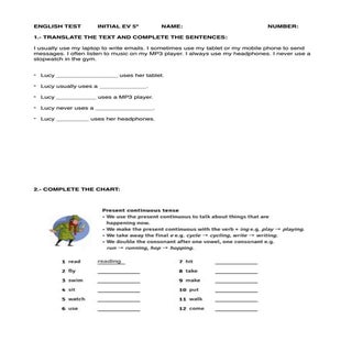 English Initial Test 6º