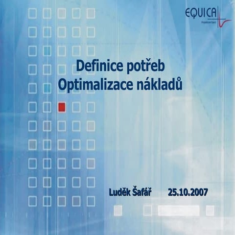 eVize 2007 - Definice potřeb a optimalizace nákladů