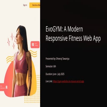 Gym website ppt for college project industrial training