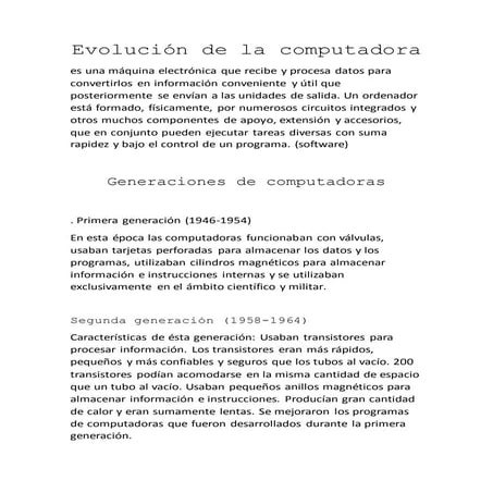 Evolución de la computadora