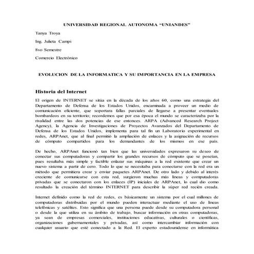 Evolución de la informatica y su importancia en las empresas