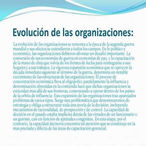 Evolución de las organizaciones joselis