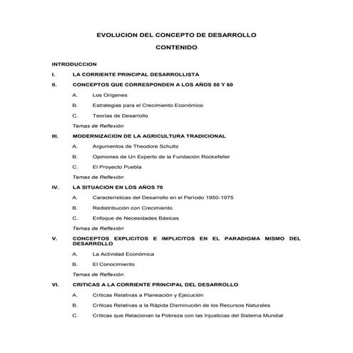 Evolución del concepto de desarrollo