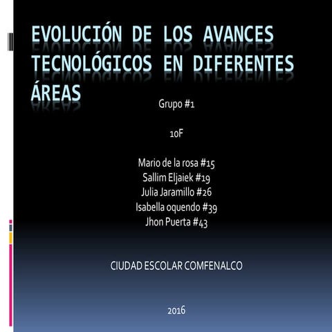 Evolución de los avances tecnológicos en diferentes areas